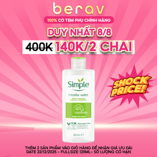 [SALE XẢ HÀNG] Nước Tẩy Trang Simple Kind To Skin Micellar Water Sạch Sâu Dịu Nhẹ Da Nhạy Cảm 200ml