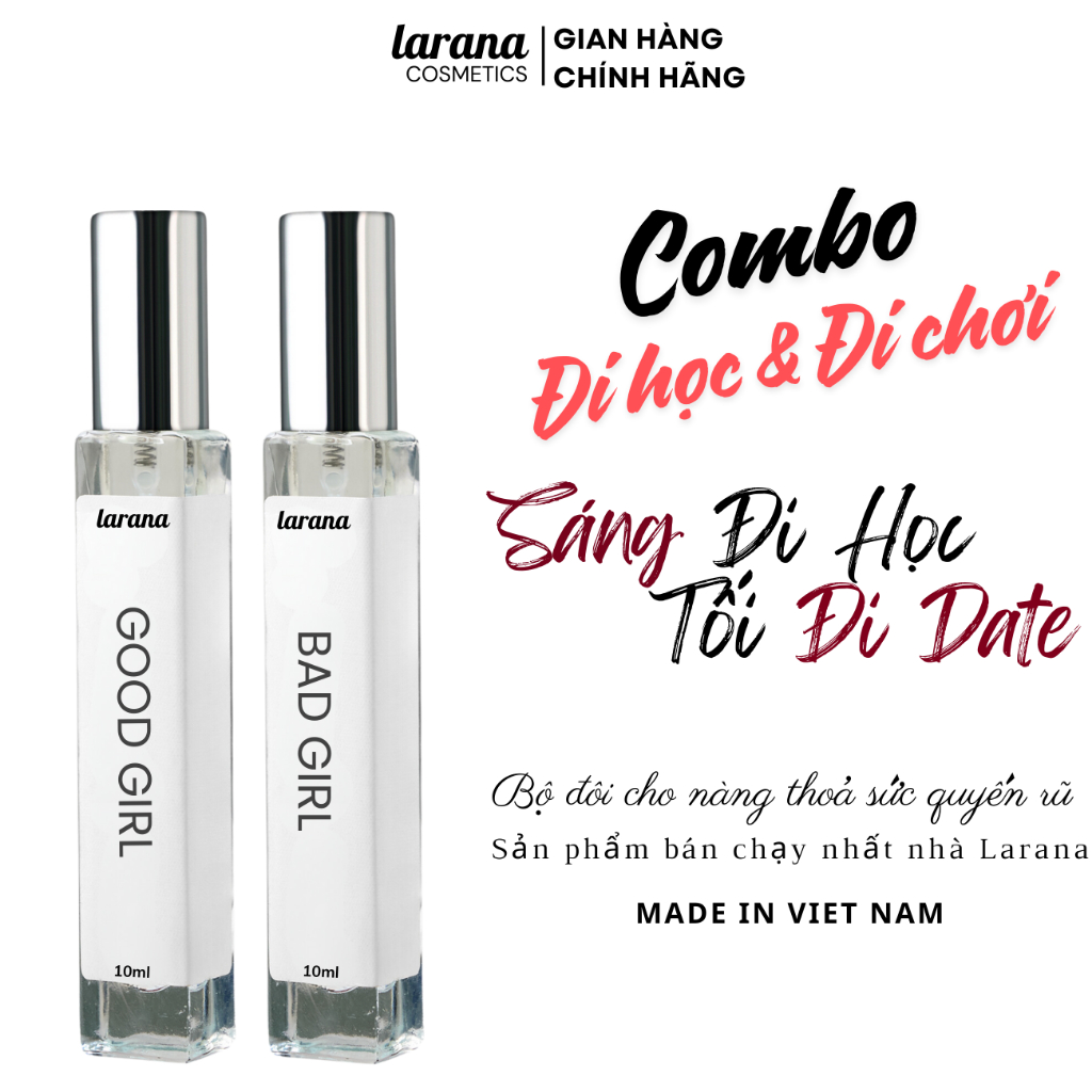 COMBO nước hoa nữ Larana Good Girl và Bad girl phù hợp đi học, đi làm và đi chơi dung tích 10ml