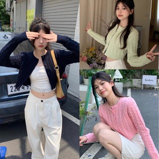 ÁO KHOÁC CARDIGAN CROPTOP LEN THỪNG DÀI TAY CÁCH ĐIỆU XU HƯỚNG THỜI TRANG THU ĐÔNG GIỚI TRẺ GENZ Hiva Cloth