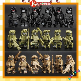 Mô hình lego lắp ráp 6 nhân vật lính swat mô hình lắp ghép mini chiến binh chiến đấu