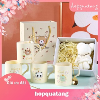 Cốc Sứ Quà Tặng Sinh Nhật Sự Kiện Kèm Hộp Gấu Bông Khăn Tắm Giấy Rơm Cốc Uống Nước Cute Dễ Thương
