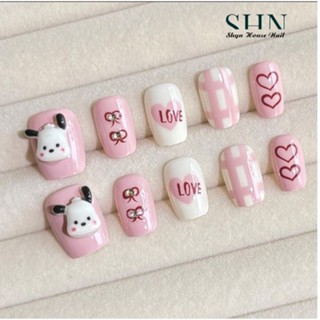 Nailbox cute, Móng tay giả ngắn cute, Bộ 10 móng tay giả hoạt hình 3D theo size XS,S,M, Shyn House Nail