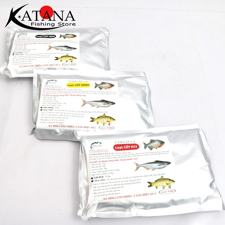 Cám Câu Cá - Cốt Vàng, Cốt Đen, Cốt K52 Bịch 500gr