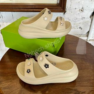 [Full Box] Cross Đế Cao 7CM - Cross Sandal Nữ Đế Cao, tặng kèm sẵn Charm 3D gắn dép