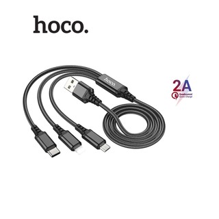 Cáp sạc 2A Hoco X76 3IN1 IP/Micro/Type-C vải dù siêu bền chống gãy gập dài 1M