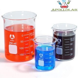 Cốc chịu nhiệt thủy tinh chia vạch CÓ MỎ - cốc thấp thành các cỡ