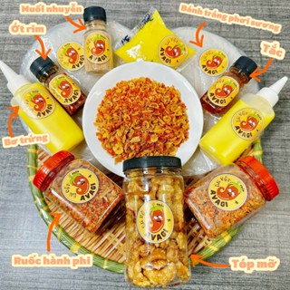 Combo Bánh tráng Phơi Sương Siêu Cuốn AVAGI, 300g Bánh Tráng, Tóp mỡ, 2 Bơ, 100g Ruốc Hành Phi, Tắc Muối sặc Ớt rim