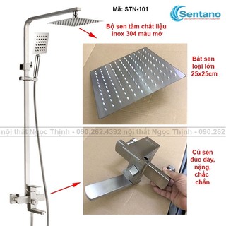 [HÀNG ĐẸP] Bộ sen cây tắm kiểu VUÔNG nóng lạnh SENTANO inox 304 STN-101 đúc dày chắc chắn,bát sen lớn 25cm