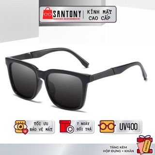 Kính mát vuông nam nữ Santony gọng nhựa mắt râm tráng gương màu sắc phong cách Hàn Quốc