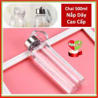 Chai Thủy Tinh Có Nắp Đậy, Dây Xách Tiện Lợi 500ml, 300ml