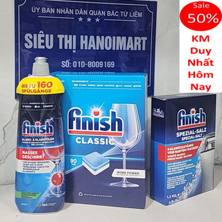 Combo Viên Finish classic 90 viên + Muối Finish 1.2kg + Nước làm bóng finish 800ml