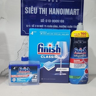 Combo classic 90 Viên rửa bát Finish 90V + Nước vệ sinh máy rửa bát Finish 250ml + bóng finish 800ml