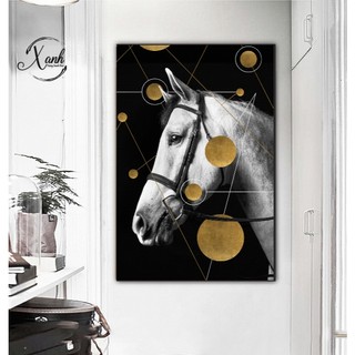 Tranh canvas ngựa hiện đại MÃ ĐÁO THÀNH CÔNG trang trí nội thất gồm khung