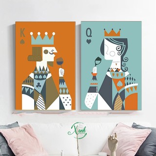 Bộ tranh canvas bộ bài hiện đại tặng đinh treo tranh không khoan tường