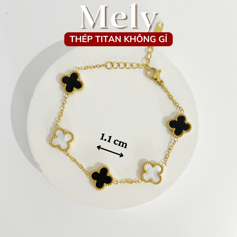 [KHÔNG ĐEN GỈ] Vòng tay thép Titan mạ vàng cỏ bốn lá may mắn thời trang nữ tính Mely TT71