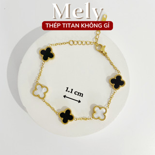 [KHÔNG ĐEN GỈ] Vòng tay thép Titan mạ vàng cỏ bốn lá may mắn thời trang nữ tính Mely TT71