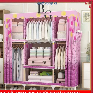 Tủ vải khung gỗ 3 buồng bọc chống ẩm
