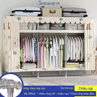 Tủ Đựng Quần Áo Tủ Vải Khung Thép 4 Buồng Tủ Vải Treo Quần Áo Loại Nhỏ Tủ quần áo vải tủ quần áo trẻ em