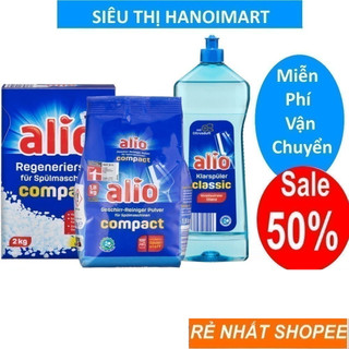 Combo Bột rửa bát Alio 1,5kg + Muối rửa bát Alio 2kg + dung dịch nước làm bóng chén Alio 1000ml
