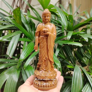 Tượng phật A Di Đà gỗ bách thơm cao 20 cm