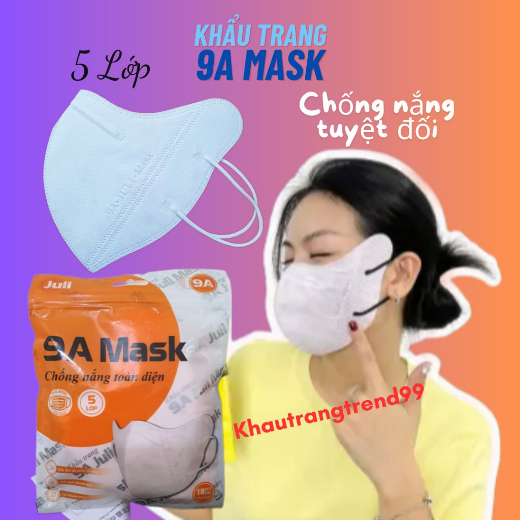 [Top Value]Set 100 chiếc khẩu trang 9A JULI dày 5 Lớp Che Nắng Toàn Diện, chống tia UV 9A MASK