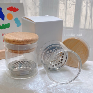Holidaynail hủ thuỷ tinh đựng dung dịch làm nail tích hợp rửa cọ