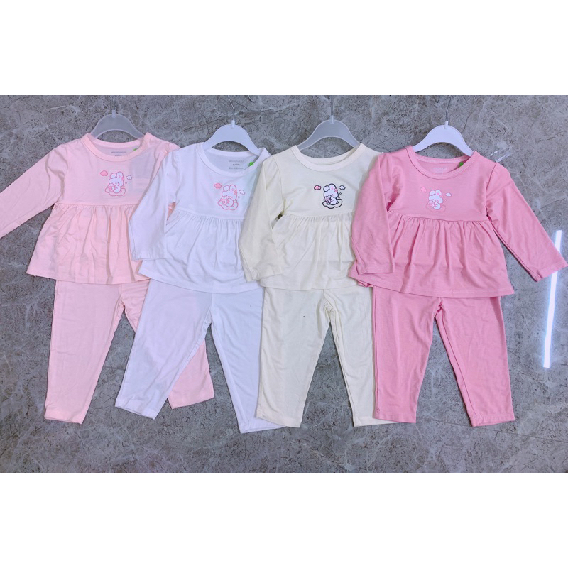 Bộ dài tay Babydoll aminaza chất sợi tre 2024