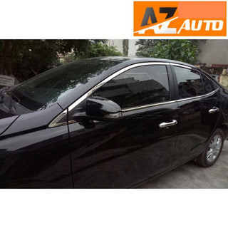 Nẹp chân kính và viền cong kính Vios 2019-2024 - chất liệu innox cao cấp