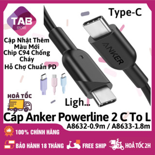 Cáp Anker PowerLine 2 C To L 0.9m 1.8m Có Màu Mới Chính Hãng - A8632 A8633 (Bảo Hành 18T)