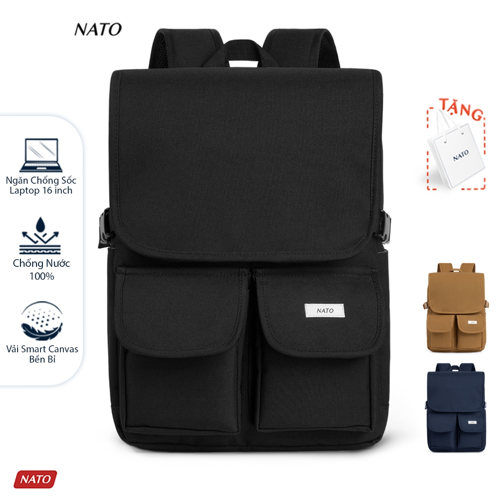 Balo NATO® "Milan - Backpack" Sợi Vải Smart Canvas Cao Cấp Đựng Laptop 16 Inch Nam Nữ Đẹp Đi Học