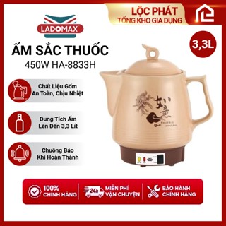 Ấm Sắc Thuốc LADOMAX HA- 8833H 3,3L Có Chuông Báo Mâm Nhiệt Inox Giữ Ấm 2 Chế Độ Nấu Hãng BH12 Tháng