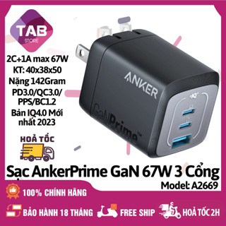 Sạc Anker Prime 67w [Gan Prime] PD3.0/IQ4.0/PPS2.0 2C+1A - A2669 (Bảo Hành 18 Tháng)