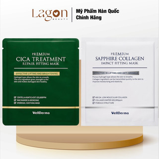 Mặt Nạ Thạch Collagen WellDerma Premium Cica Treatment & Sapphire Collagen Mask Hộp 4 Miếng