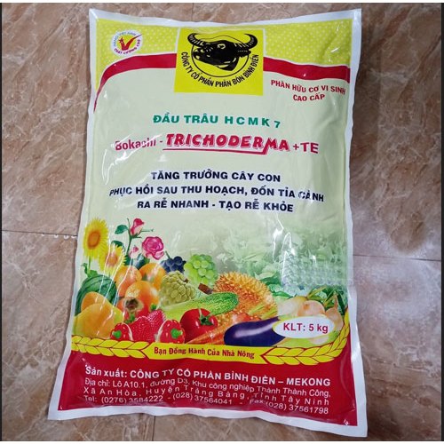 Phân bón hữu cơ vi sinh Đầu trâu HCMK7 hữu cơ Trichoderma + TE 5kg