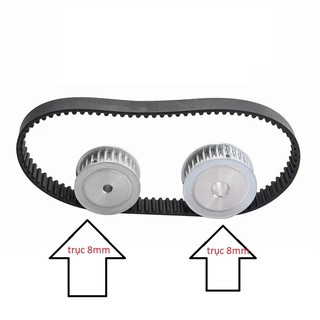 Bộ puly dây đai 36 - 36 răng, puly cho motor 775 trục 8mm, dây dai, puly chuyền 1:1
