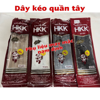 khoá quần hkk tự chốt (túi 12chiếc) dài 18cm-phụ liệu may mặc