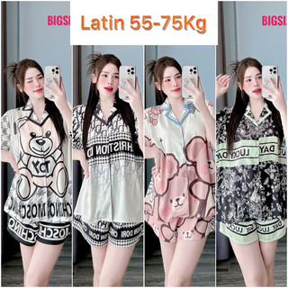 -Bộ ngủ latin, đồ mặc nhà bigsize đùi, pizama bigsize tay ngắn quần đùi cao cấp, mềm, mịn, mát