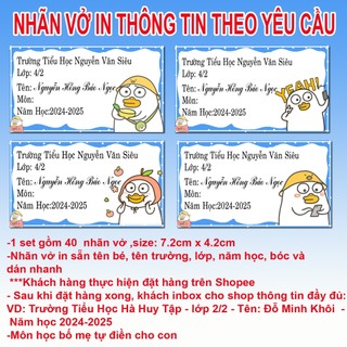 Nhãn vở thú mỏ vịt - Nhãn dán thú mỏ vịt (nhiều mẫu đẹp xinh)