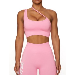 Set đồ quần đùi - bra thể thao nữ BOTEE dây lệch - Vải Cotton dệt cao cấp, co giãn, thoáng mát, mút sẵn