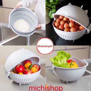 Bộ Thau Rổ Nhựa Xoay 360 Độ YoKo Inochi, Thau Rổ Nhựa Xoay Đa Năng 28cm Chính Hãng Nhật Bản