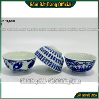 Chén Cơm, Bát Con Men Lam Phỏng Cổ Bát Tràng, Bát THờ Gia Tiên Bát Tràng Men Lam Cao Cấp