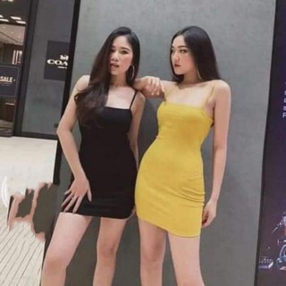 Váy ôm body 2 dây trơn dáng ngắn