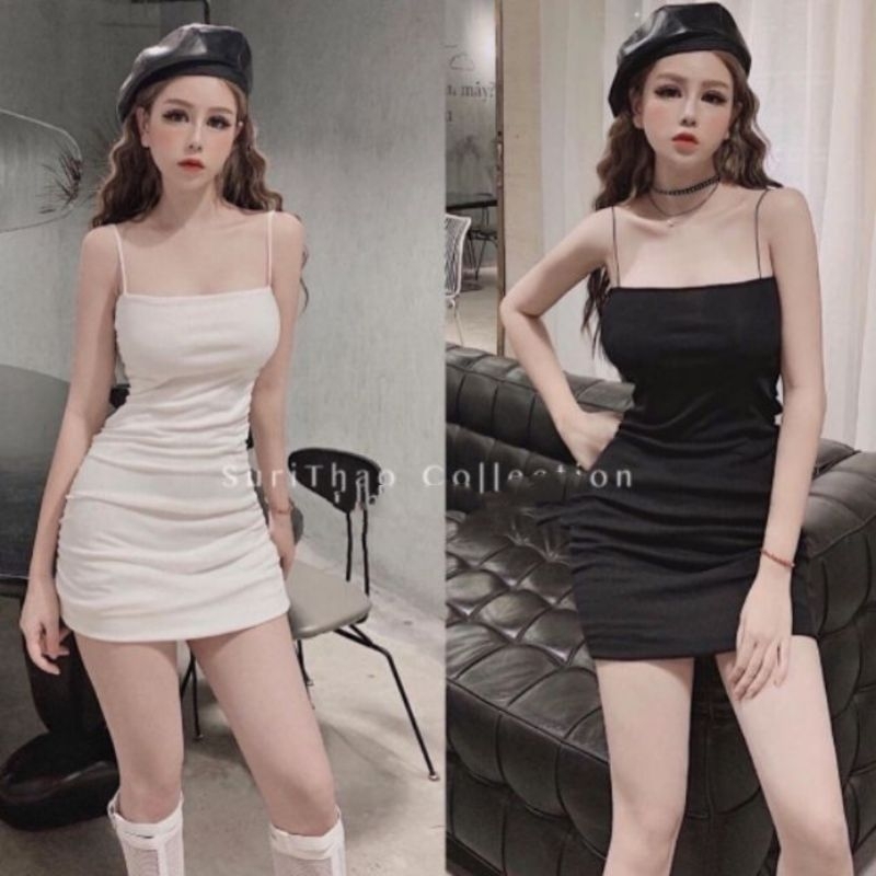 Váy 2 dây ôm body dúm sườn