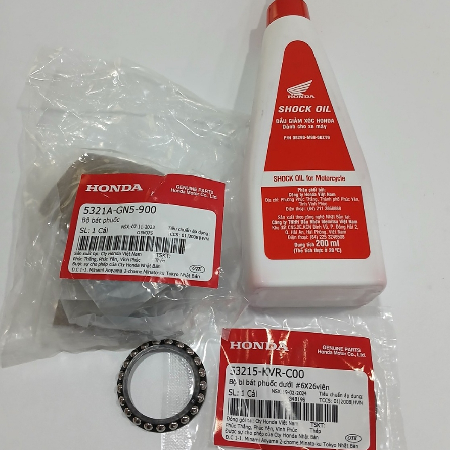 Combo 6 (BỘ BI BÁT PHUỐC+NHỚT PHUỘC) xe Honda-5321AGN5900-08290M9900ZT9-53210KVRC00-53215KVRC00