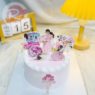[SIÊU RẺ❤️] – SCG Cô gái Di-or hồng - Trang trí bánh sinh nhật bánh kem
