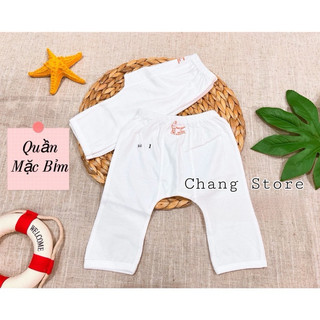 Quần dài sơ sinh, quần mặc bỉm màu trắng cho bé sơ sinh từ 3 - 8kg