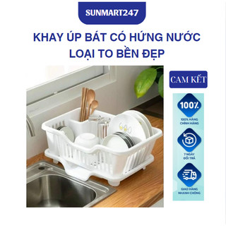 Rổ úp bát có khay hứng nước loại to bền đẹp, khay úp bát hứng nước SUNMART24H