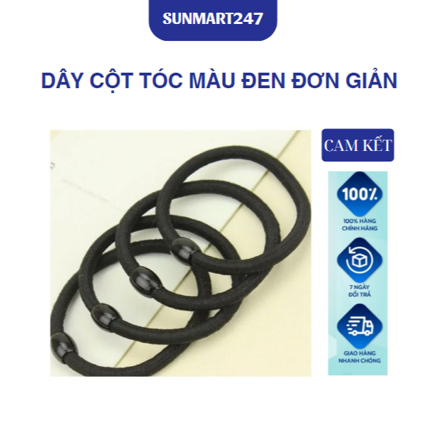 Dây Cột Tóc Màu Đen Đơn Giản Phong Cách Hàn Quốc