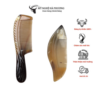 Lược sừng trơn đen (size: L-20cm) chải đầu giúp lưu thông máu