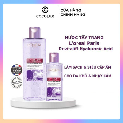 Nước Tẩy Trang Loreal Revitalift Hyaluronic Acid Micellar Water Căng Mịn Da 400ml